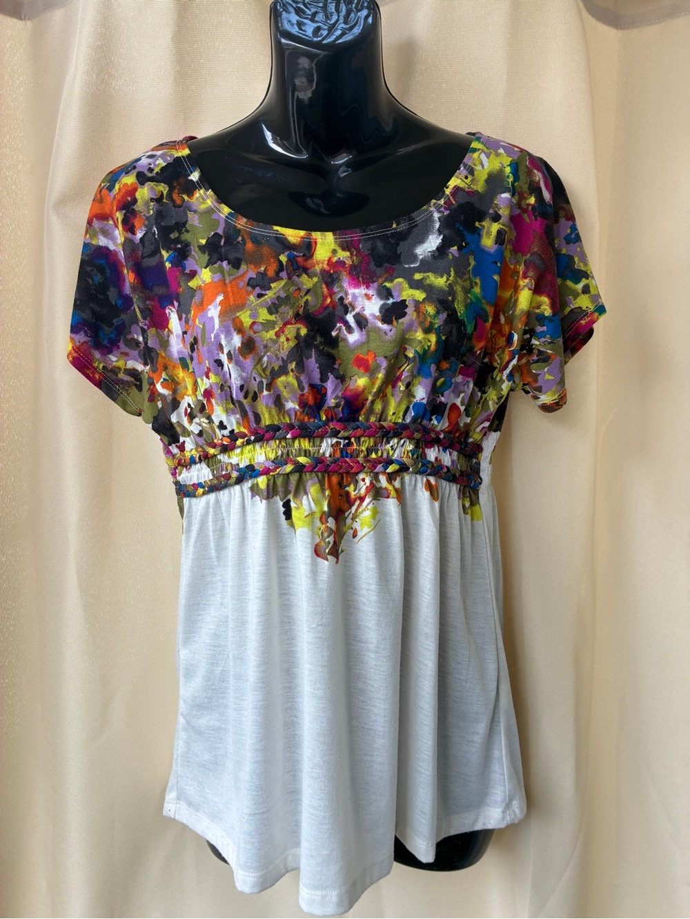 Vintage Weavers Babydoll Top Multicolor Y2K Bohemian 2000's Sz S